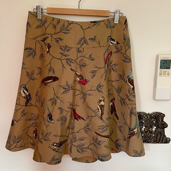 Pre-owned Anthropologie Elevenses Wool Birds Skirt Size 6 - Picture 1 of 4
